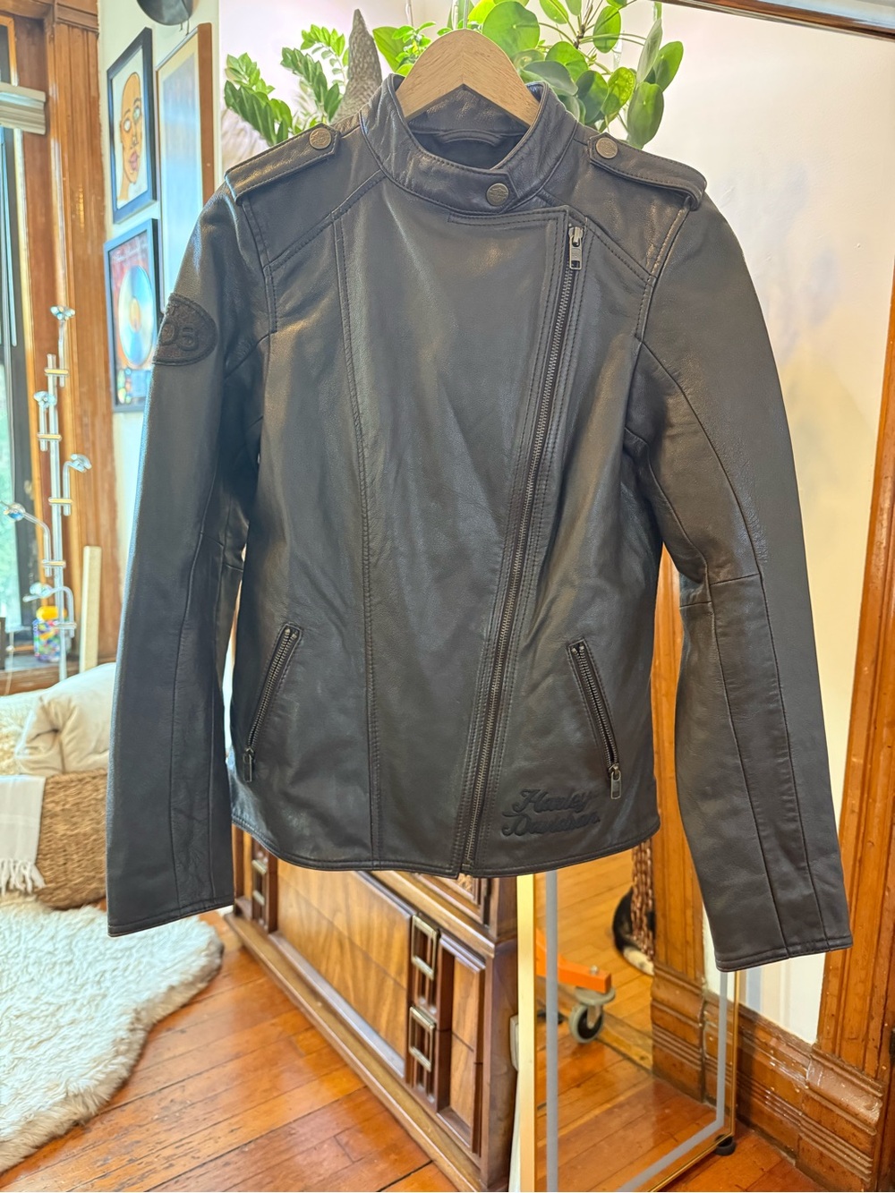 NWT Harley-Davidson Women’s Genuine Leather Moto Jacket Brown